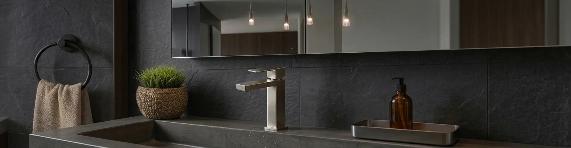 Grifería para lavamanos de Vainsa Innova presentada en un baño moderno.
