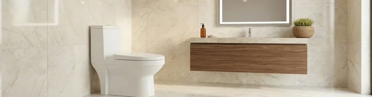 Taza de baño instalada en un baño moderno.