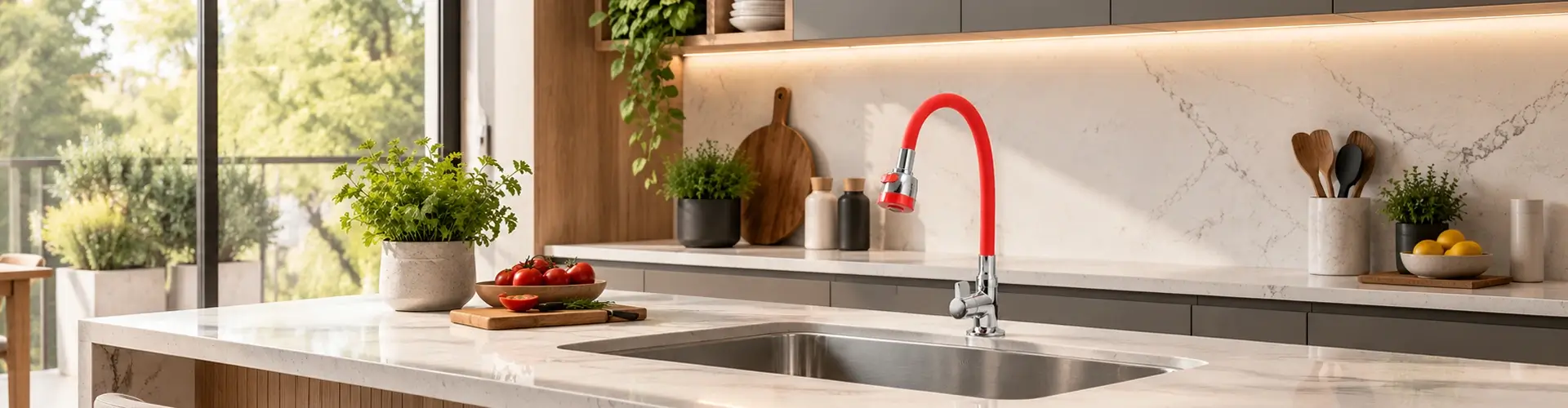 Una grifería de colores para cocina moderna.
