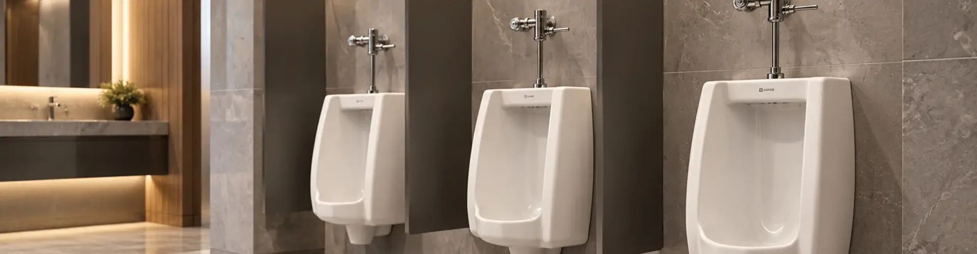 Urinarios en el baño de un centro comercial.